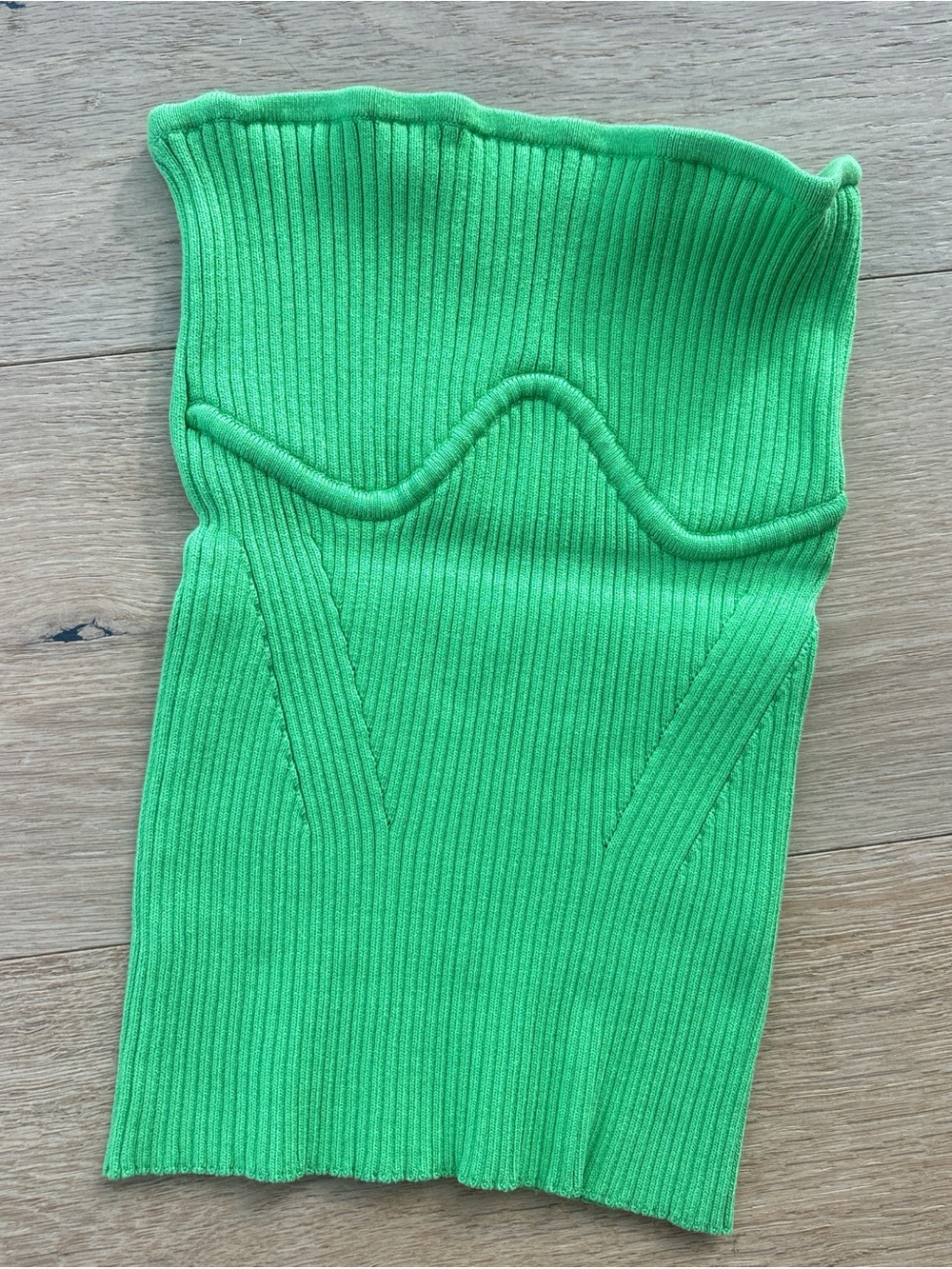 Camila Coelho Neon Green Ribbed Strapless Top